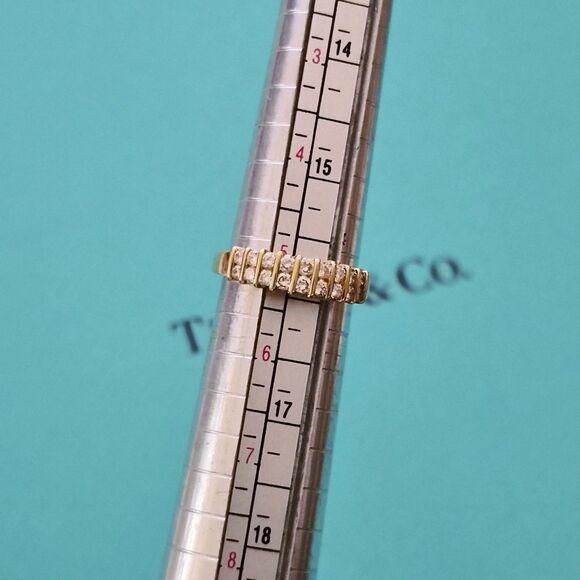 RARE Vintage Tiffany & Co. Diamond Half Circle 2 Rows 18k Yellow Gold Ring Band - Picture 8 of 8